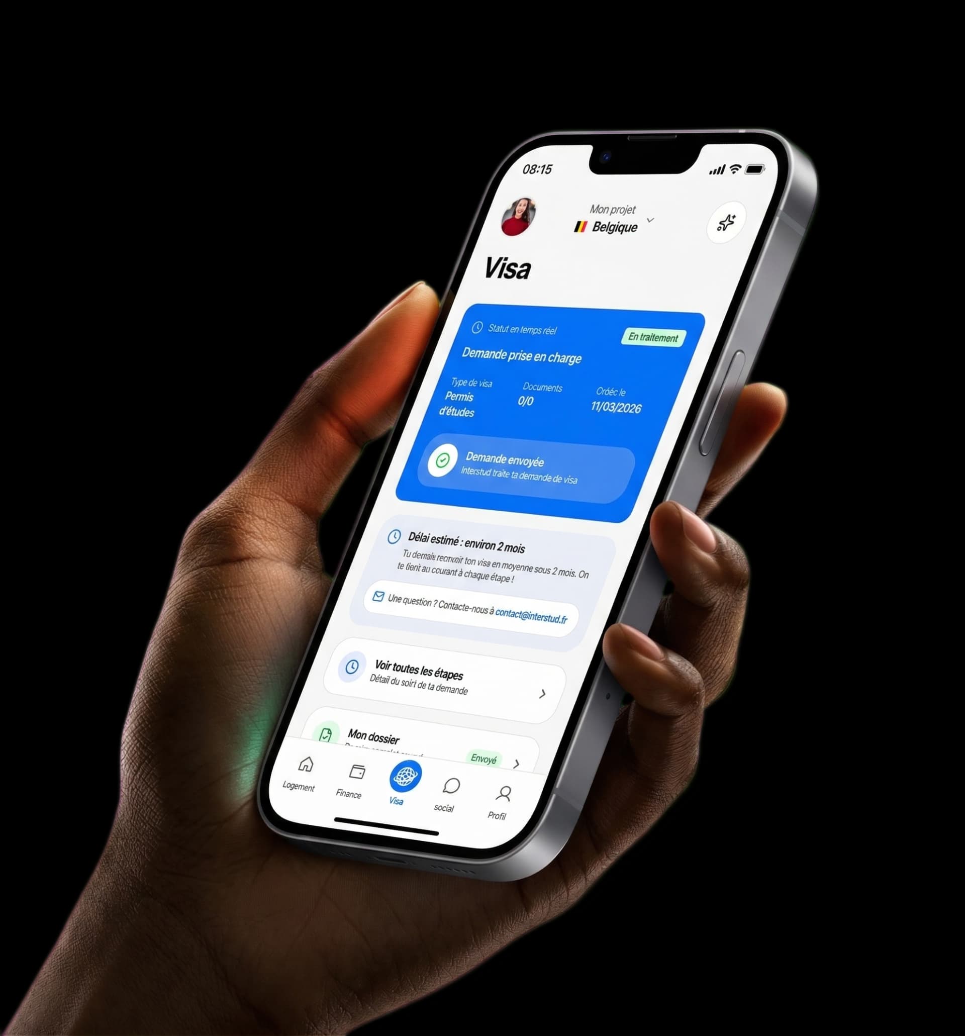 Interstud app mockup